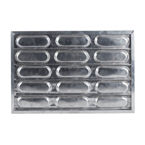 Stamped baking tray 600x400 for hot dog buns with Teflon coating